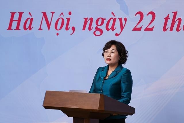 Thống đốc NHNN Nguyễn Thị Hồng trình bày tham luận. Ảnh VGP/Nhật Bắc