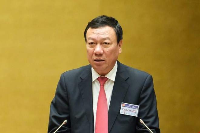 Tổng thanh tra Chính phủ Đoàn Hồng Phong trình bày tờ trình dự án luật.