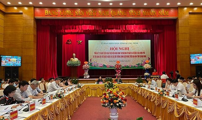 Hội nghị Tổng kết 20 năm thực hiện Nghị định số 78/2002/NĐ-CP ngày 04/10/2002 của Chính phủ về tín dụng đối với người nghèo và các đối tượng chính sách khác trên địa bàn tỉnh Quảng Ninh. Ảnh: Thu Lê.