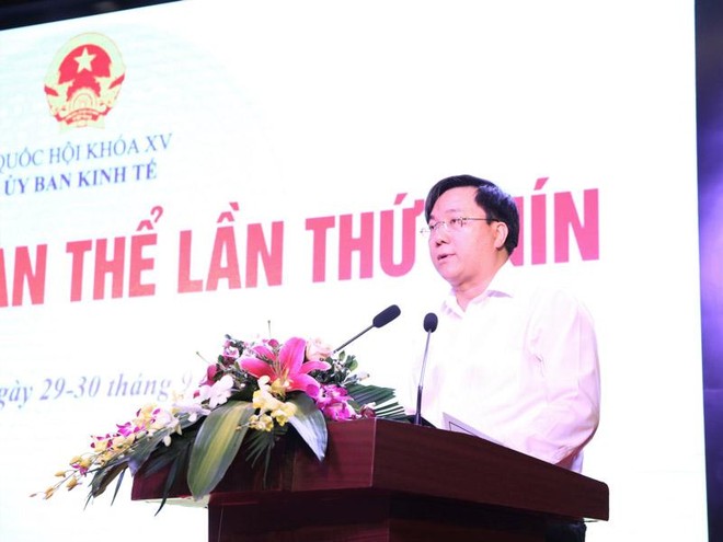 Thứ trưởng Bộ Kế hoạch và Đầu tư Trần Duy Đông trình bày báo cáo.