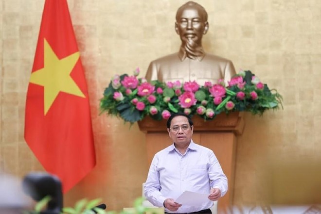 Thủ tướng Phạm Minh Chính phát biểu chỉ đạo tại Hội nghị trực tuyến Chính phủ với các địa phương và phiên họp thường kỳ Chính phủ tháng 9/2022 Ảnh: VGP