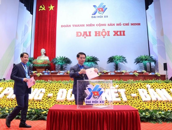 100% đại biểu tham dự Đại hội thống nhất với danh sách 159 nhân sự do Ban Chấp hành Trung ương Đoàn khóa XI giới thiệu - Ảnh: Đoàn Thanh niên