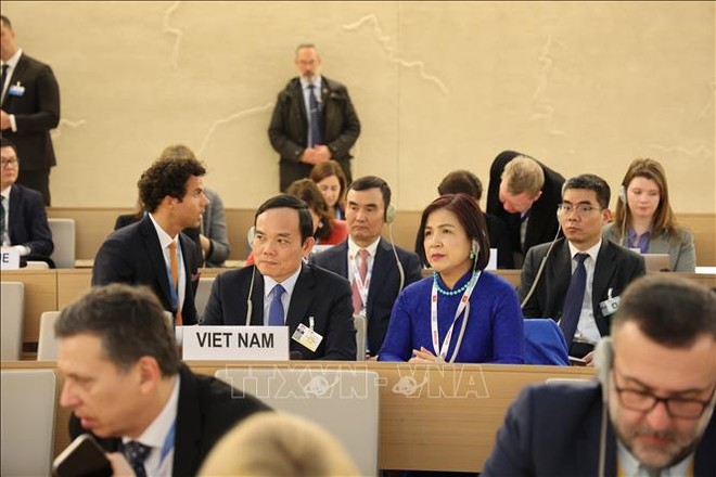 Phó thủ tướng Trần Lưu Quang tham dự Khóa họp lần thứ 52 của Hội đồng Nhân quyền Liên hợp quốc. Ảnh: TTXVN