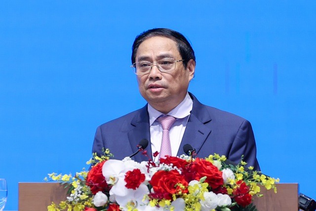 Thủ tướng Chính phủ Phạm Minh Chính phát biểu kết luận Hội nghị Thủ tướng Chính phủ gặp mặt các nhà đầu tư nước ngoài (Ảnh: Nhật Bắc)