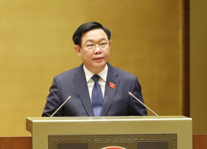 Chủ tịch Quốc hội Vương Đình Huệ khai mạc Kỳ họp thứ 5 của Quốc hội - (Ảnh: Duy Linh). 