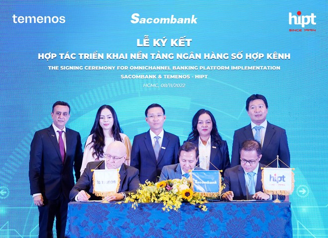Tháng 11/2022, Sacombank đã ký kết hợp tác với liên danh Temenos - HiPT triển khai nền tảng ngân hàng hợp kênh (Omnichannel)