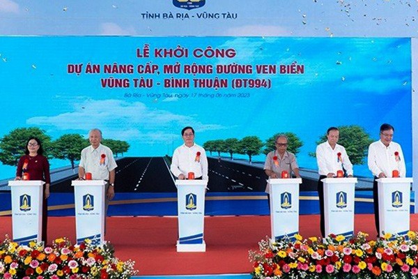 Lãnh đạo tỉnh Bà Rịa - Vũng Tàu phát lệnh khởi công mở rộng dự án nâng cấp, mở rộng đường ven biển ĐT 994.