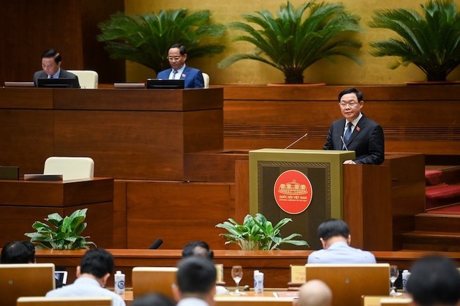 Chủ tịch Quốc hội Vương Đình Huệ phát biểu bế mạc - Ảnh: Quochoi.vn.