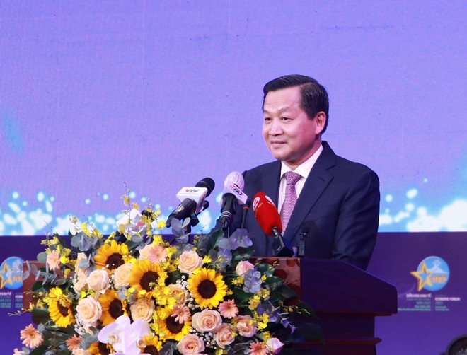 Phó thủ tướng Lê Minh Khái phát biểu tại Diễn đàn. Ảnh: Lê Toàn