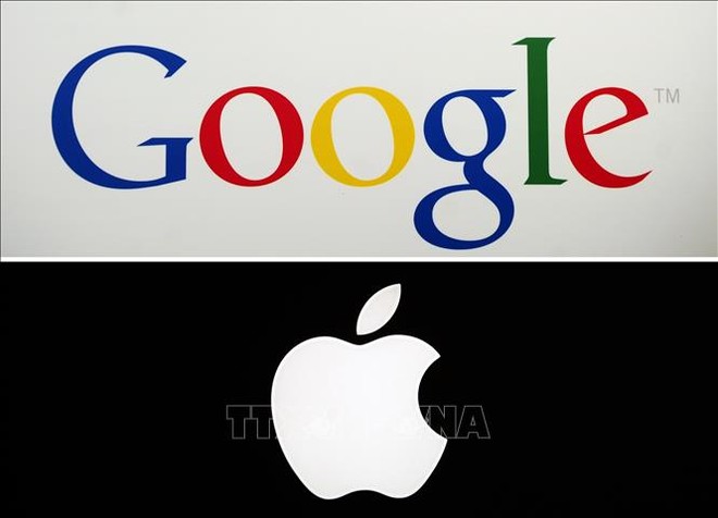 Biểu tượng Google và Apple. Ảnh: AFP/TTXVN