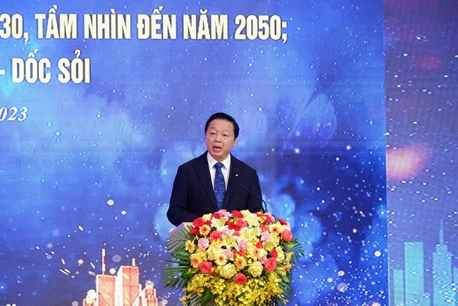 Phó thủ tướng Trần Hồng Hà phát biểu chỉ đạo tại Lễ công bố Quy hoạch tỉnh Quảng Ngãi thời kỳ 2021 - 2030, tầm nhìn đến 2050. Ảnh: P.V