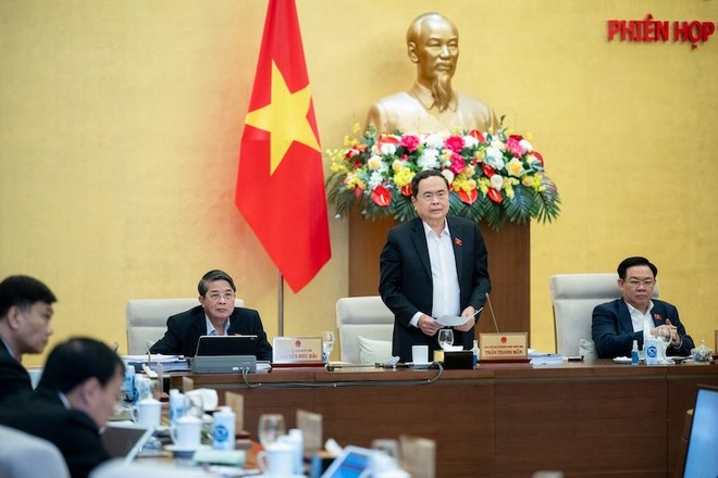 Phó chủ tịch Thường trực Quốc hội Trần Thanh Mẫn phát biểu tại phiên họp.