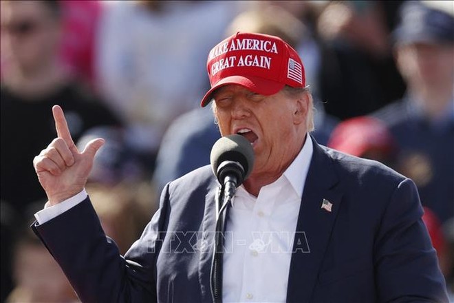 Cựu Tổng thống Mỹ Donald Trump phát biểu trong cuộc vận động tranh cử ở bang Ohio ngày 16/3/2024. Ảnh: AFP/TTXVN