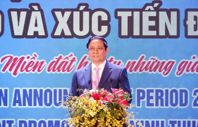 Thủ tướng Phạm Minh Chính phát biểu chỉ đạo tại Hội nghị công bố Quy hoạch và xúc tiến đầu tư tỉnh Ninh Thuận.