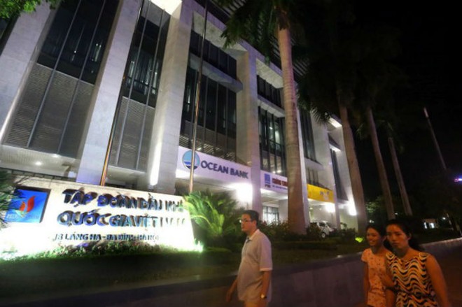 Trên tòa nhà của Tập đoàn Dầu khí quốc gia Việt Nam có sự hiện diện của thương hiệu OceanBank