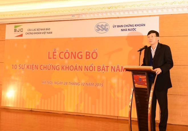 Chủ tịch UBCK Vũ Bằng phát biểu tại lễ công bố 10 sự kiến chứng khoán năm 2015