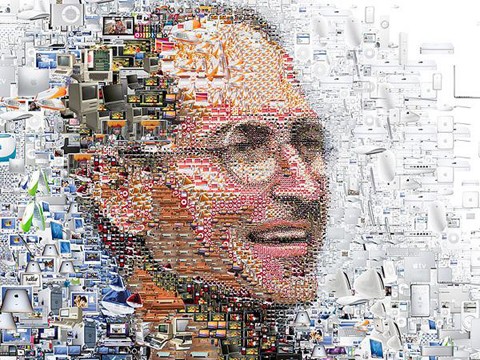 Chân dung Steve Jobs ghép từ các sản phẩm của Apple. Ảnh: wwwery.com

