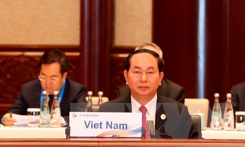 Chủ tịch nước Việt Nam dự Diễn đàn Vành đai và Con đường tại Bắc Kinh hôm qua. Ảnh: TTXVN