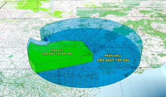 Sơ đồ phân chia khu vực kiểm soát tiếp cận sân bay Tân Sơn Nhất. Ảnh: VATM.