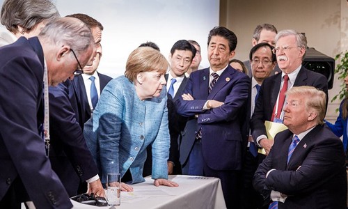 Trump và các lãnh đạo thế giới tại hội nghị G7. Ảnh: AFP.