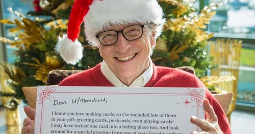 Bill Gates và lời chúc dành cho người nhận quà năm nay. Ảnh: Gates Notes.