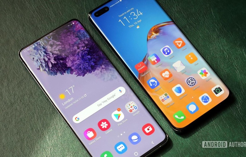 Mẫu điện thoại Samsung Galaxy S20 và Huawei P40 Pro. (Nguồn: androidauthority.com).