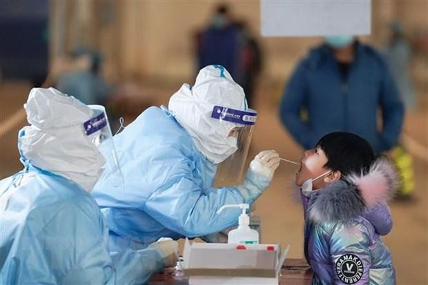 Nhân viên y tế lấy mẫu xét nghiệm COVID-19 tại quận Đại Hưng, Bắc Kinh, Trung Quốc, ngày 20/1/2021. (Ảnh: THX/TTXVN).