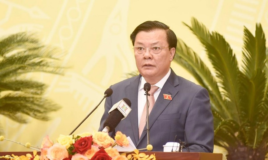 Bí thư Thành ủy Hà Nội Đinh Tiến Dũng phát biểu tại kỳ hop thứ 2 HĐND Thành phố Hà Nội.
