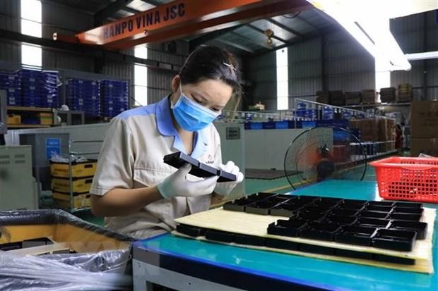 Công ty Cổ phần Hanpo Vina, khu công nghiệp Yên Phong mở rộng được tỉnh Bắc Ninh chọn trong chương trình hỗ trợ doanh nghiệp. (Ảnh: Thanh Thương/TTXVN).