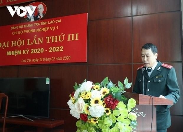 Ông Đàm Quang Vinh phát biểu tại Đại hội Chi bộ phòng trực thuộc hồi năm 2020. (Nguồn: vov.vn).