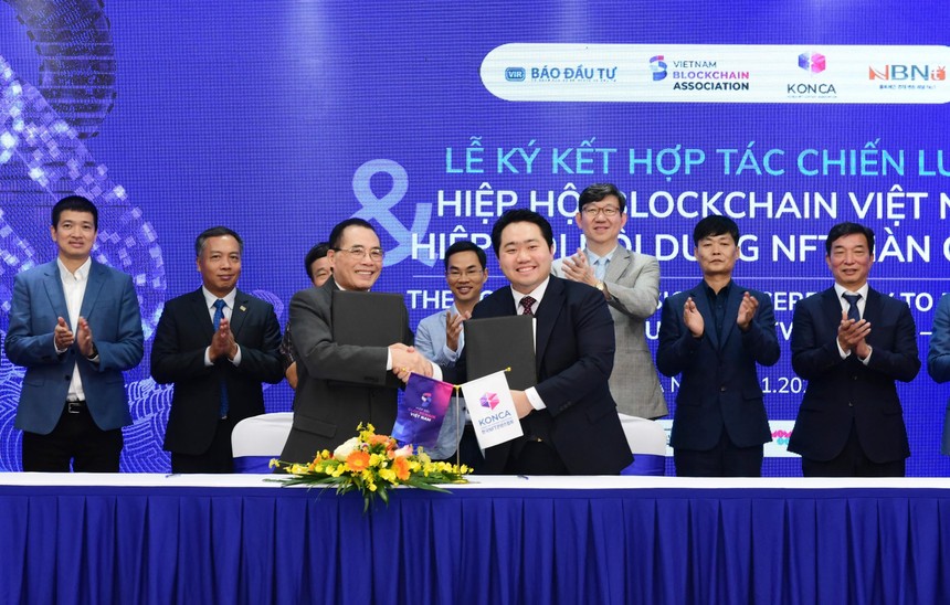 Lễ ký kết biên bản ghi nhớ giữa Hiệp hội Blockchain Việt Nam và Hiệp hội Content NFT Hàn Quốc.