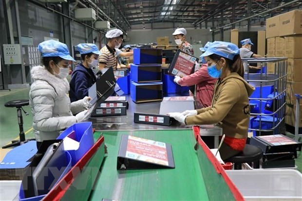 Công nhân lao động làm việc tại Công ty TNHH Deli Việt Nam, Khu công nghiệp Yên Phong, tỉnh Bắc Ninh. (Ảnh: Thanh Thương/TTXVN).