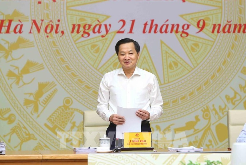 Phó Thủ tướng Lê Minh Khái phát biểu tại hội nghị. Ảnh: An Đăng - TTXVN