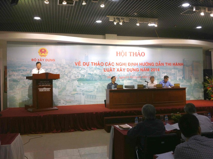 Hội thảo hướng dẫn Luật Xây dựng 2014 và các Nghị định kèm theo ngày hôm nay, tại Hà Nội. Ảnh: Hà Quang