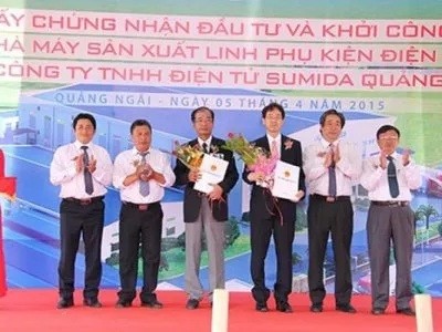 Lễ trao Giấy chứng nhận đầu tư và khởi công Nhà máy sản xuất linh phụ kiện điện tử Sumida tại KCN Tịnh Phong, Quảng Ngãi
