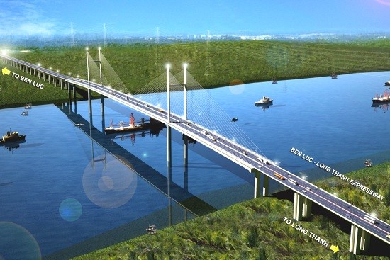 Cầu lớn dây văng Phước Khánh thuộc Gói thầu J3 cao tốc Bến Lức - Long Thành