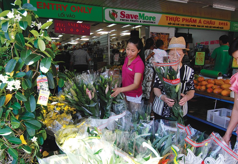 Cửa hàng hoa tươi tại khu chợ Cabramatta