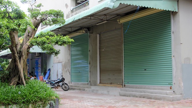 Nhiều kiốt tại khu đô thị Linh Đàm hiện đang bị đóng cửa (Ảnh: Internet)