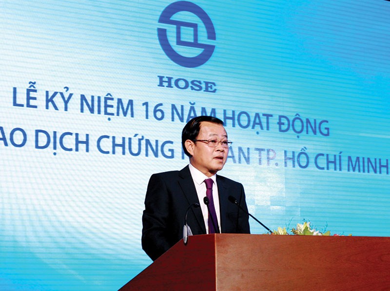 Chủ tịch HOSE Trần Đắc Sinh phát biểu khai mạc buổi Lễ kỷ niệm 16 năm thành lập Sở