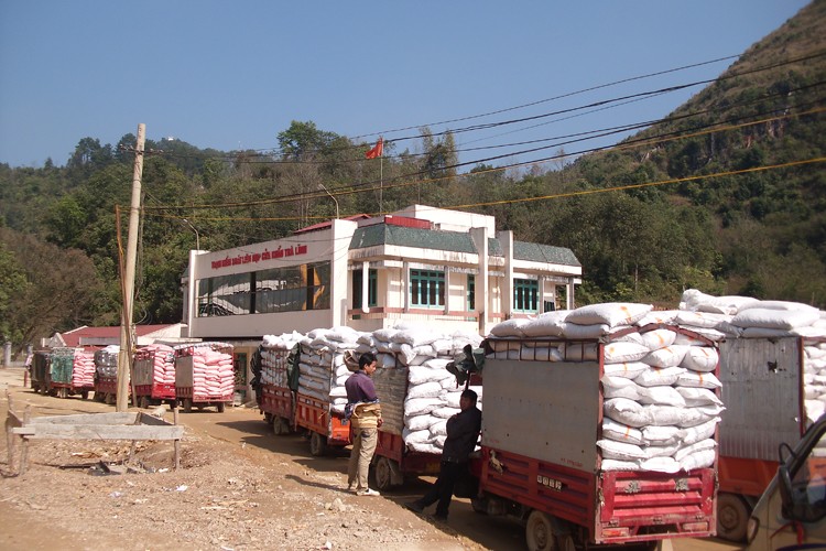 Xuất khẩu sắn lát qua Cửa khẩu Trà Lĩnh - Ảnh: báo Công Thương