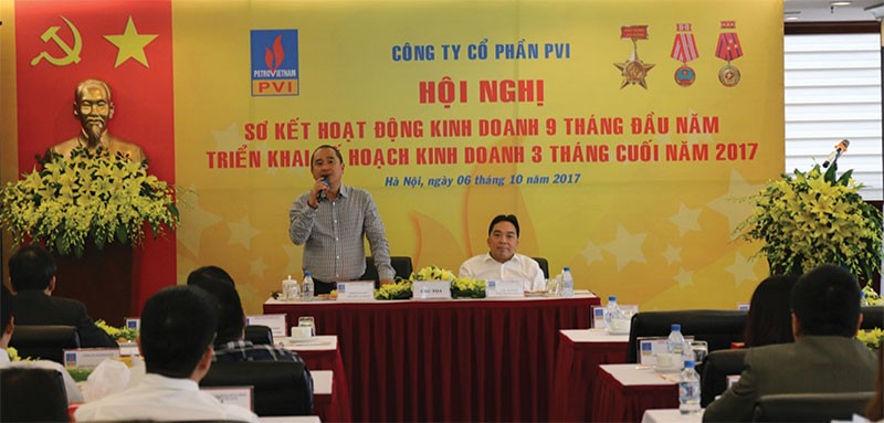 Chủ tịch PVI Nguyễn Anh Tuấn và Tổng giám đốc Bùi Vạn Thuận điều hành Hội nghị