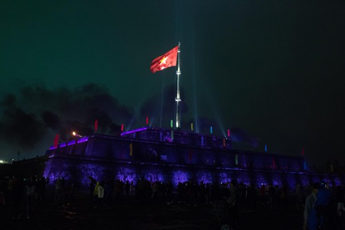Thắp sáng kỳ đài Huế như một phần trong chuỗi sự kiện chào mừng tại Festival Huế vào tháng 4/2018.