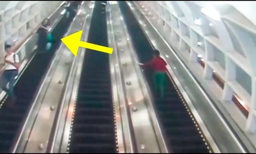 Khách Trung Quốc gây hoạ khi kéo vali xuống thang cuốn