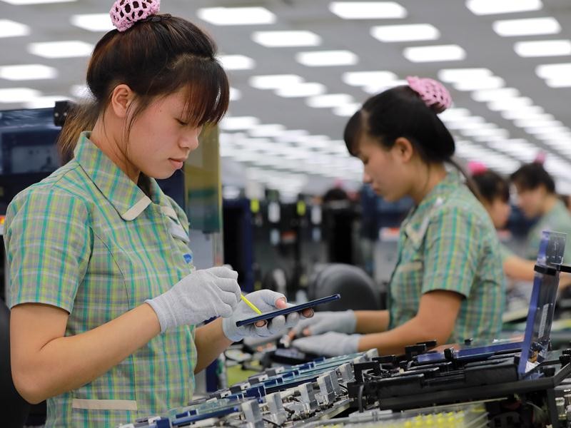 Dây chuyền sản xuất Note 9 của Samsung tại Việt Nam. Ảnh: Đ.T