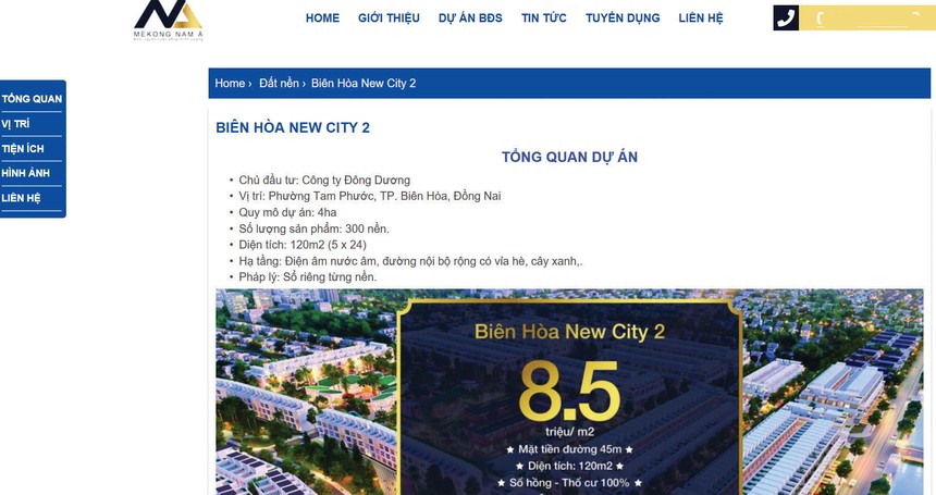 Quảng cáo dự án Biên Hòa New City 2 của Công ty Mekong Nam Á nhái dự án Biên Hòa New City của Hưng Thịnh Corp