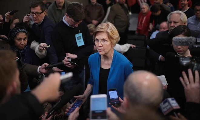 Thượng nghị sĩ Elizabeth Warren là ứng viên hàng đầu của Đảng Dân chủ. Ảnh: Getty Images.