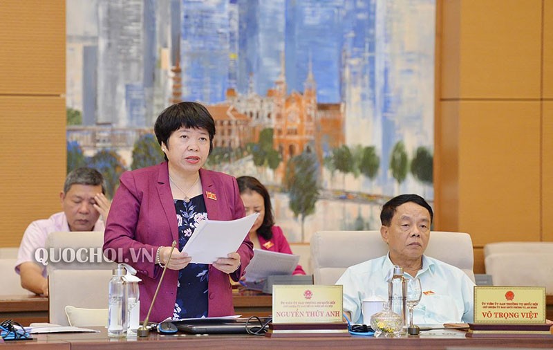 Bà Nguyễn Thúy Anh, Chủ nhiệm Ủy ban Các vấn đề xã hội của Quốc hội giải trình, tiếp thu Bộ luật Lao động.