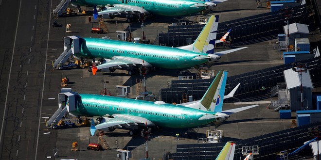 Máy bay Boeing 737 Max chưa sơn ở nhà máy tại Renton, Washington (Mỹ). Ảnh: Reuters. 