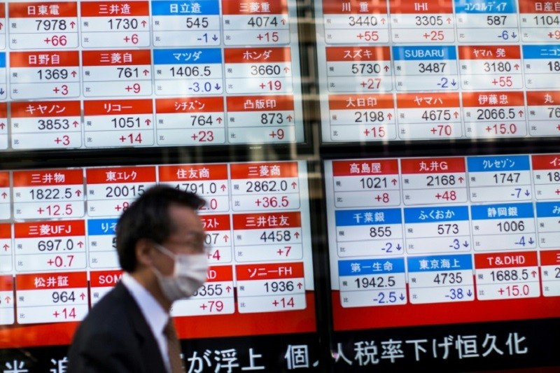 Chỉ số Nikkei 225 của Nhật Bản tăng 0,49% trong khi chỉ số Topix sụt giảm 0,23%. Ảnh: AFP