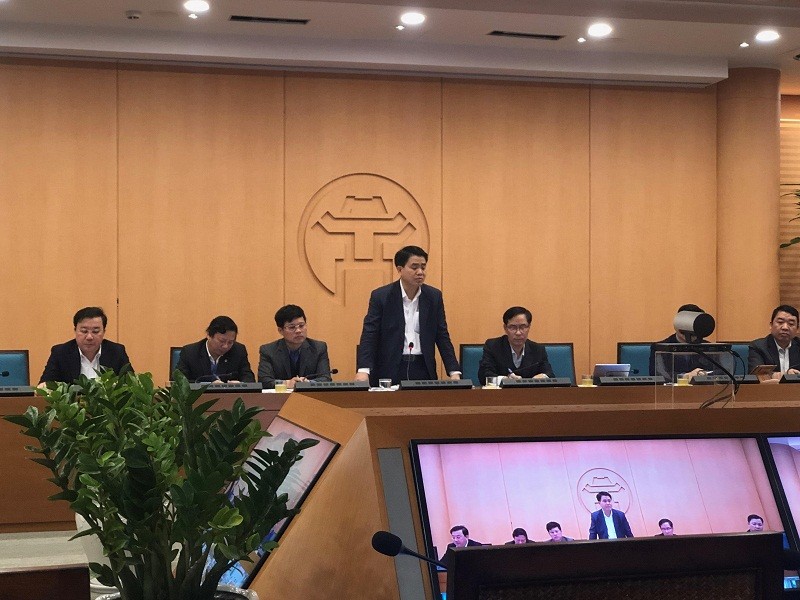Chủ tịch UBND TP Nguyễn Đức Chung phát biểu tại cuộc họp. Ảnh: T.T